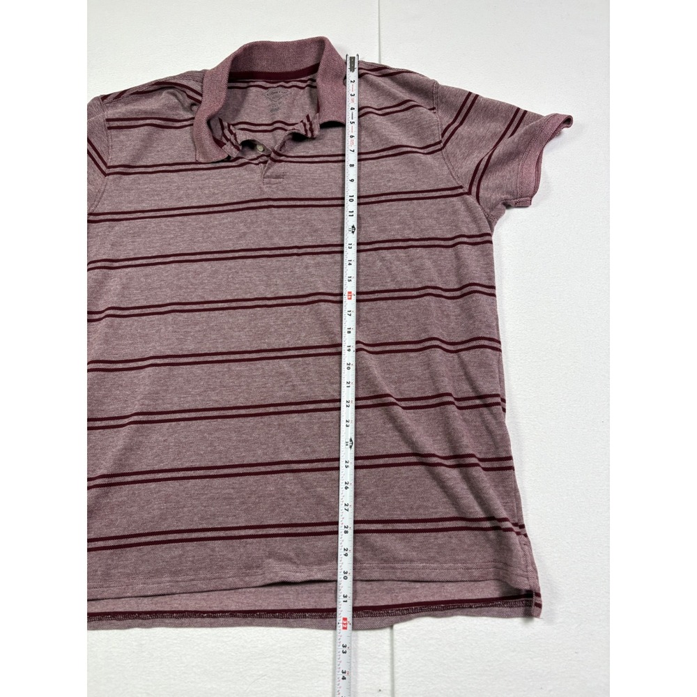 St Johns Bay Legacy Polo Mens XXL Burgundy Maroon Striped Short Sleeve Cotton - Picture 4 of 5